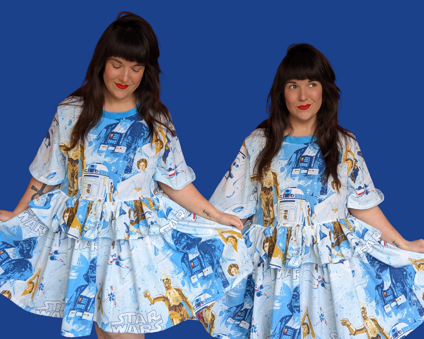 Handmade, Upcycled Vintage 1977 Star Wars, A New Hope Bedsheet Dress with Matching Detachable Collar Size L