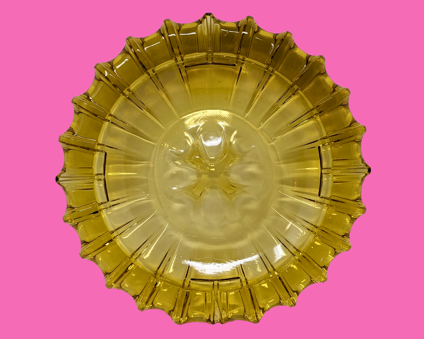 Vintage 1970's Yellow Glass Ashtray