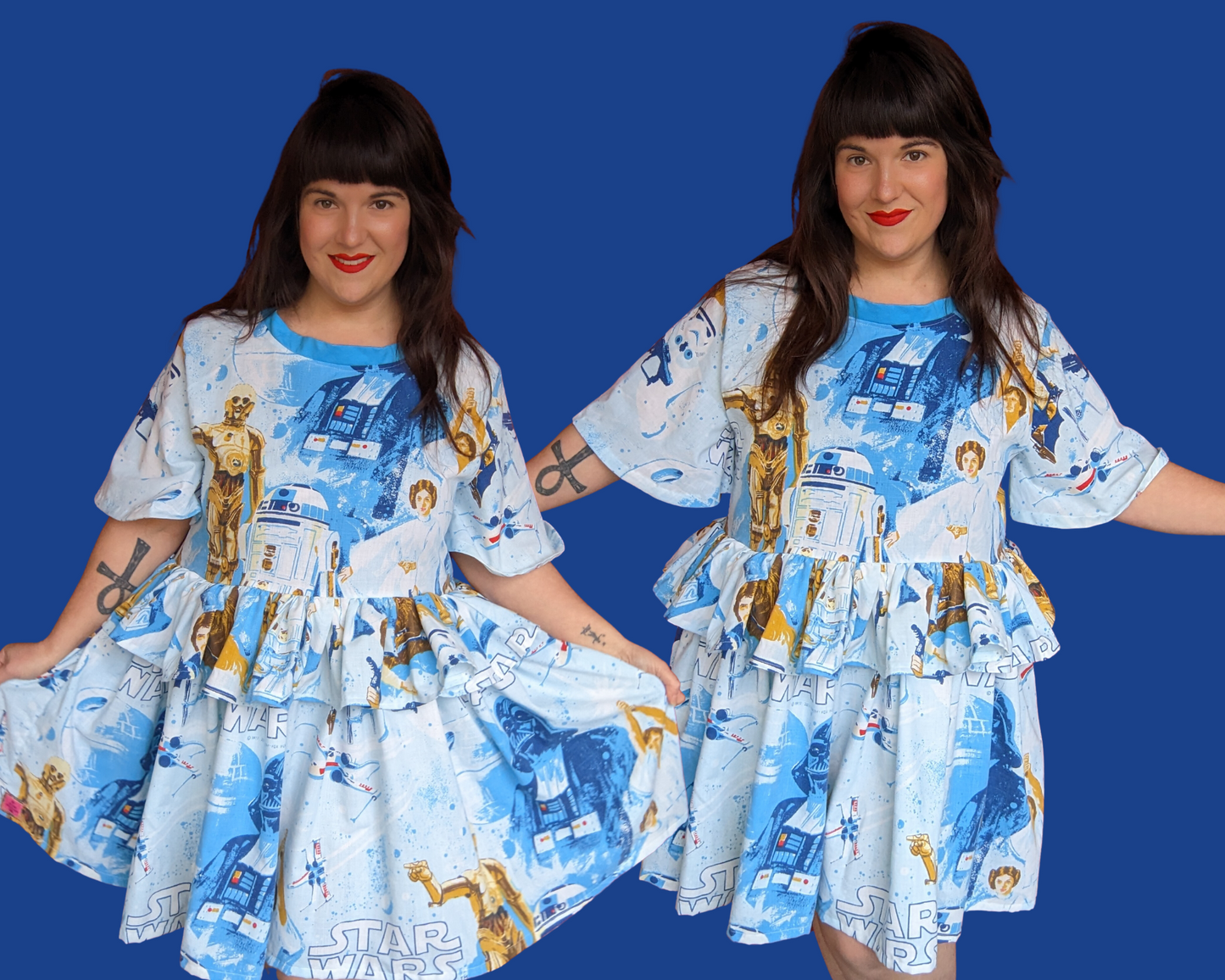 Handmade, Upcycled Vintage 1977 Star Wars, A New Hope Bedsheet Dress with Matching Detachable Collar Size L