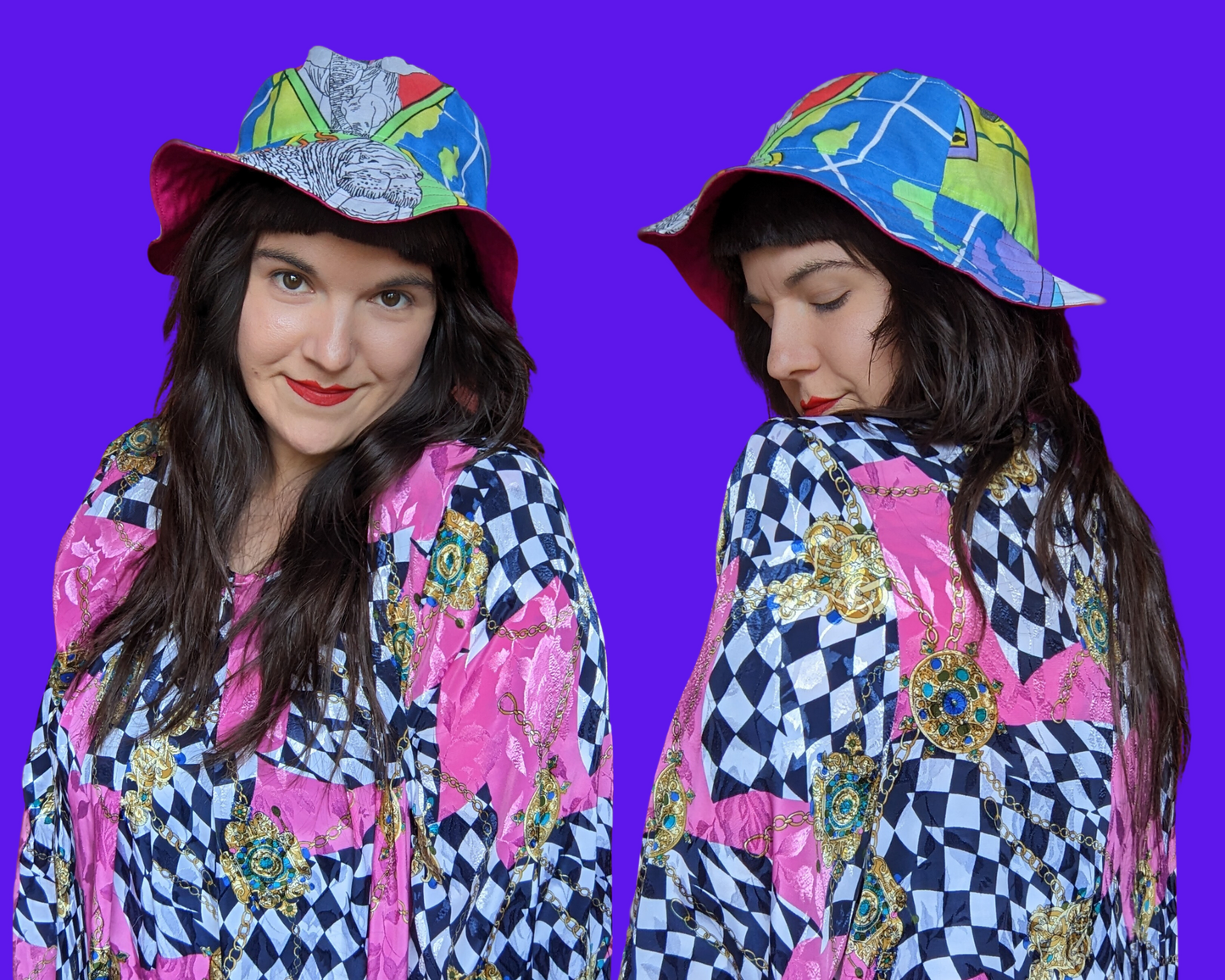 World Wildlife Fund Reversible Bucket Hats For Adults Made from Vintage, Upcycled WWF Bedsheet