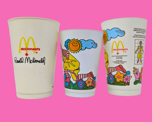 Vintage 1980's Lot of 3 McDonald's Plastic Cups, Set of 3