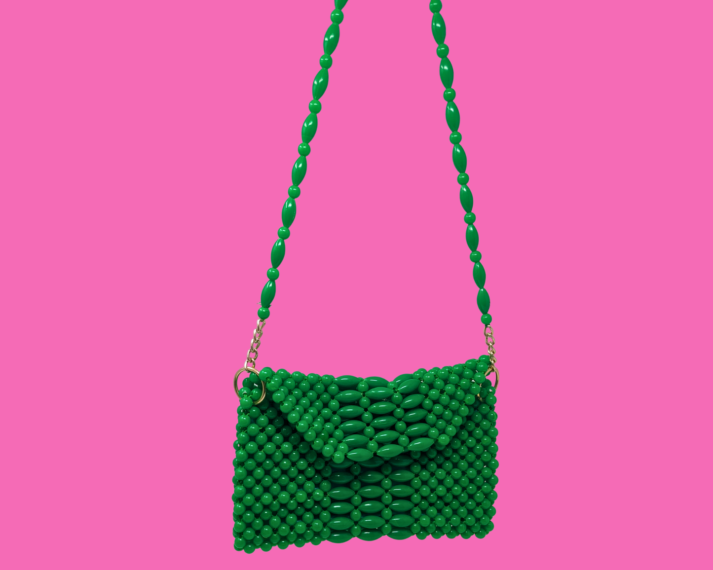 Vintage 1960's Small Green Beaded Bag