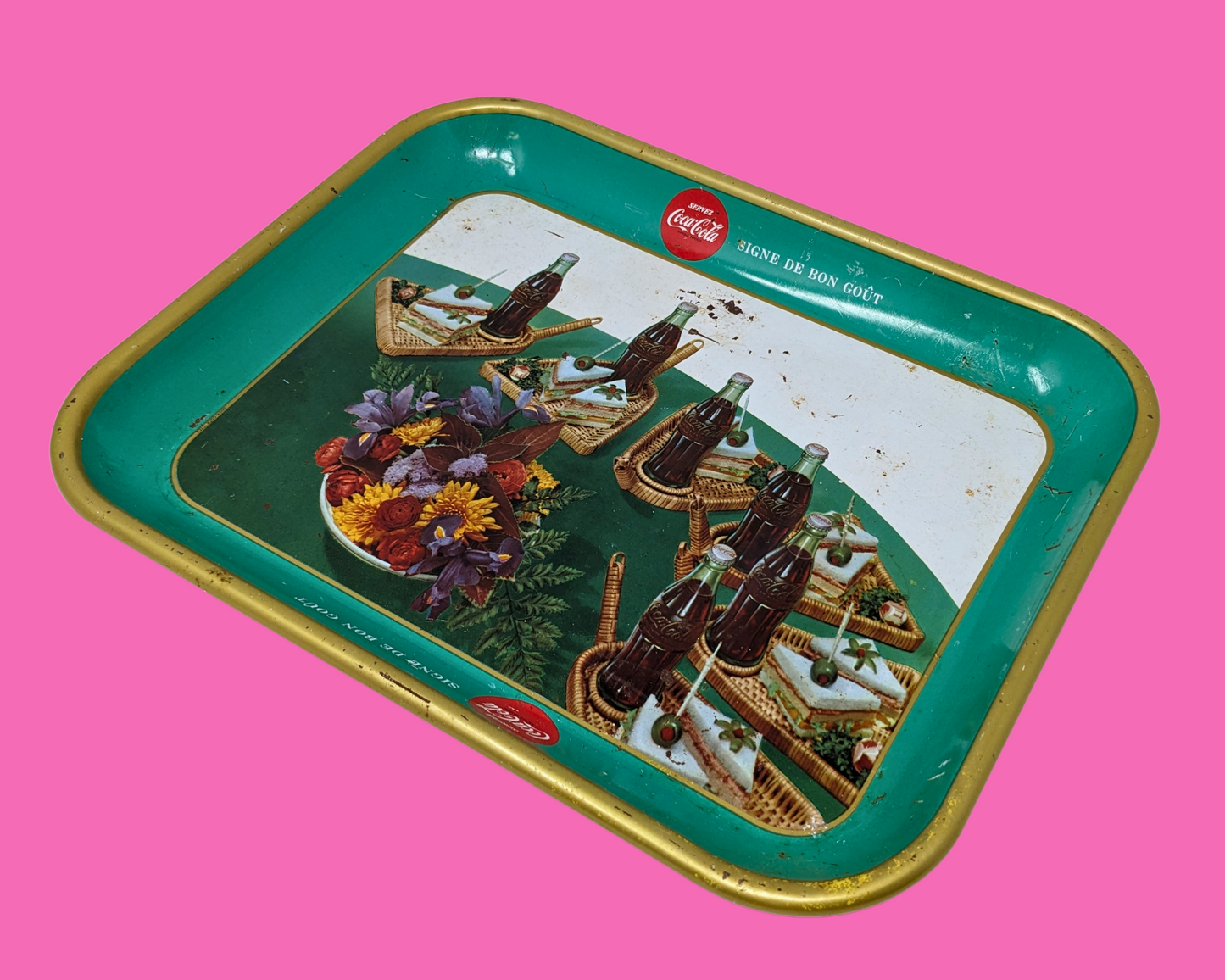 Vintage 1960's Coca Cola Metal Tray