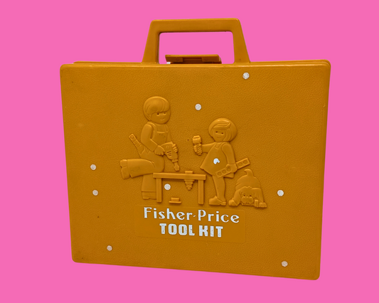 1980's Yellow Fisher Price Tool Kit Box, No Toys Included