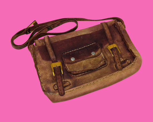 Vintage 1970's Genuine Leather Messenger Bag