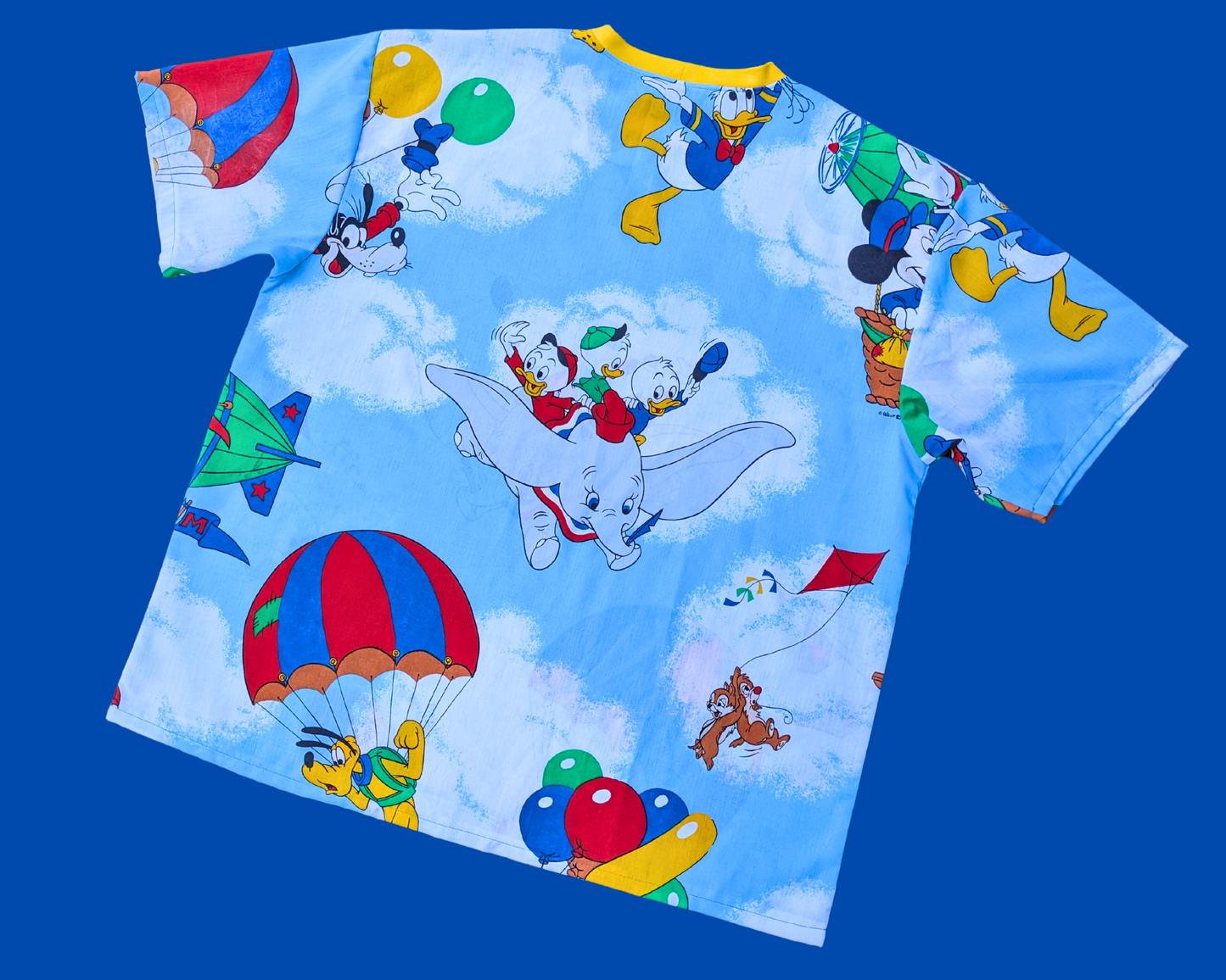 Handmade, Upcycled Walt Disney's Mickey Mouse and Friends Bedsheet T-Shirt Oversized XL