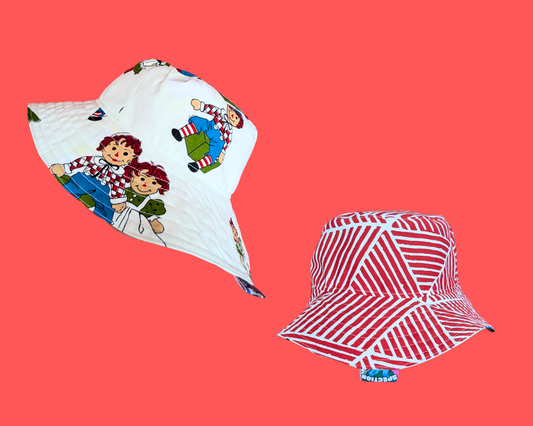 Handmade Vintage 1980's Raggedy Ann Fabric Reversible Bucket Hat