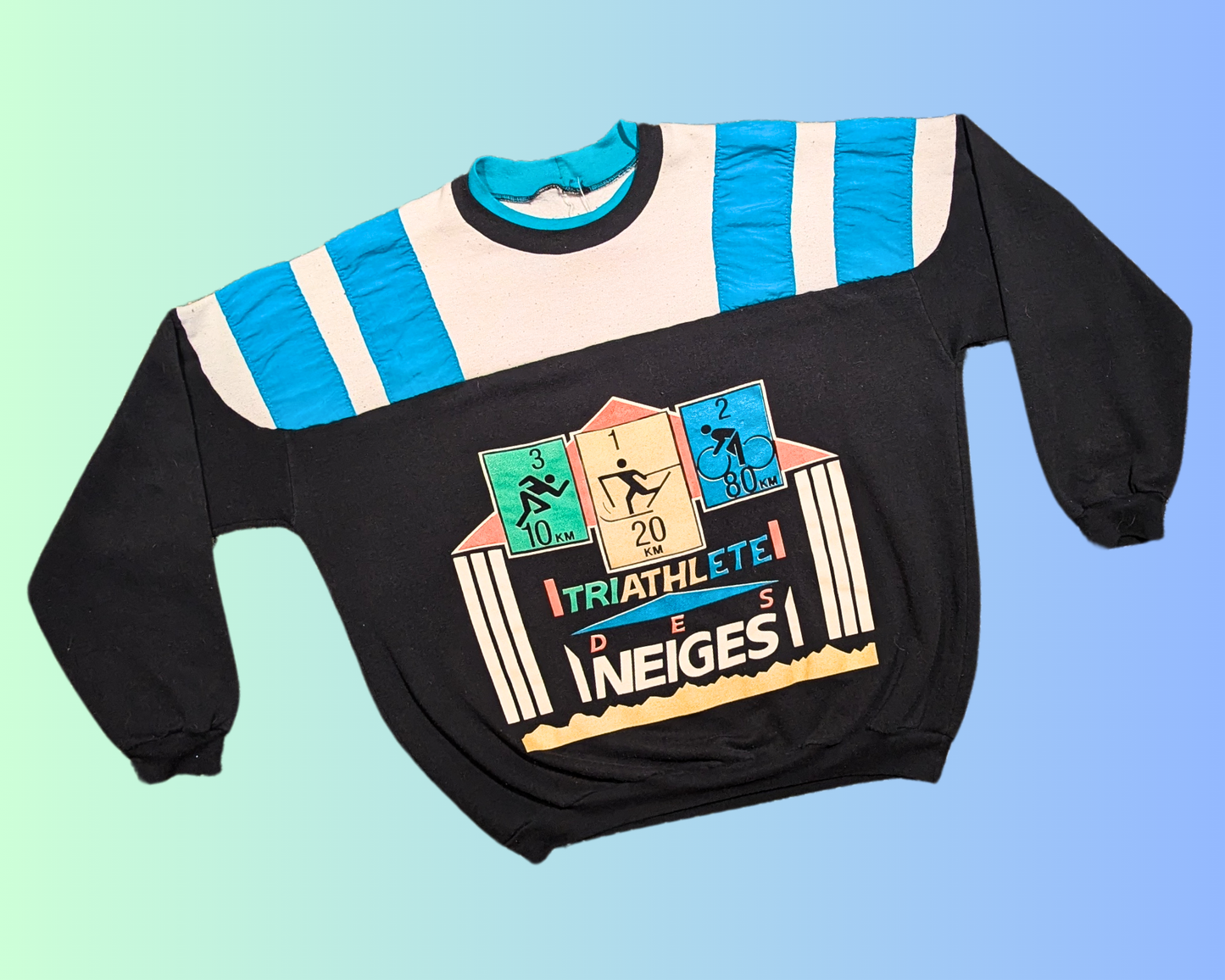 Vintage 1990's Triathlete Des Neiges Funky Sweater Size L