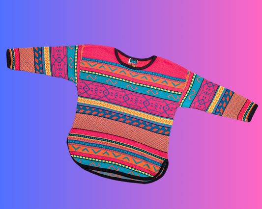 Vintage 1990's Color Mania, Colourful, Groovy Knit Sweater Size L