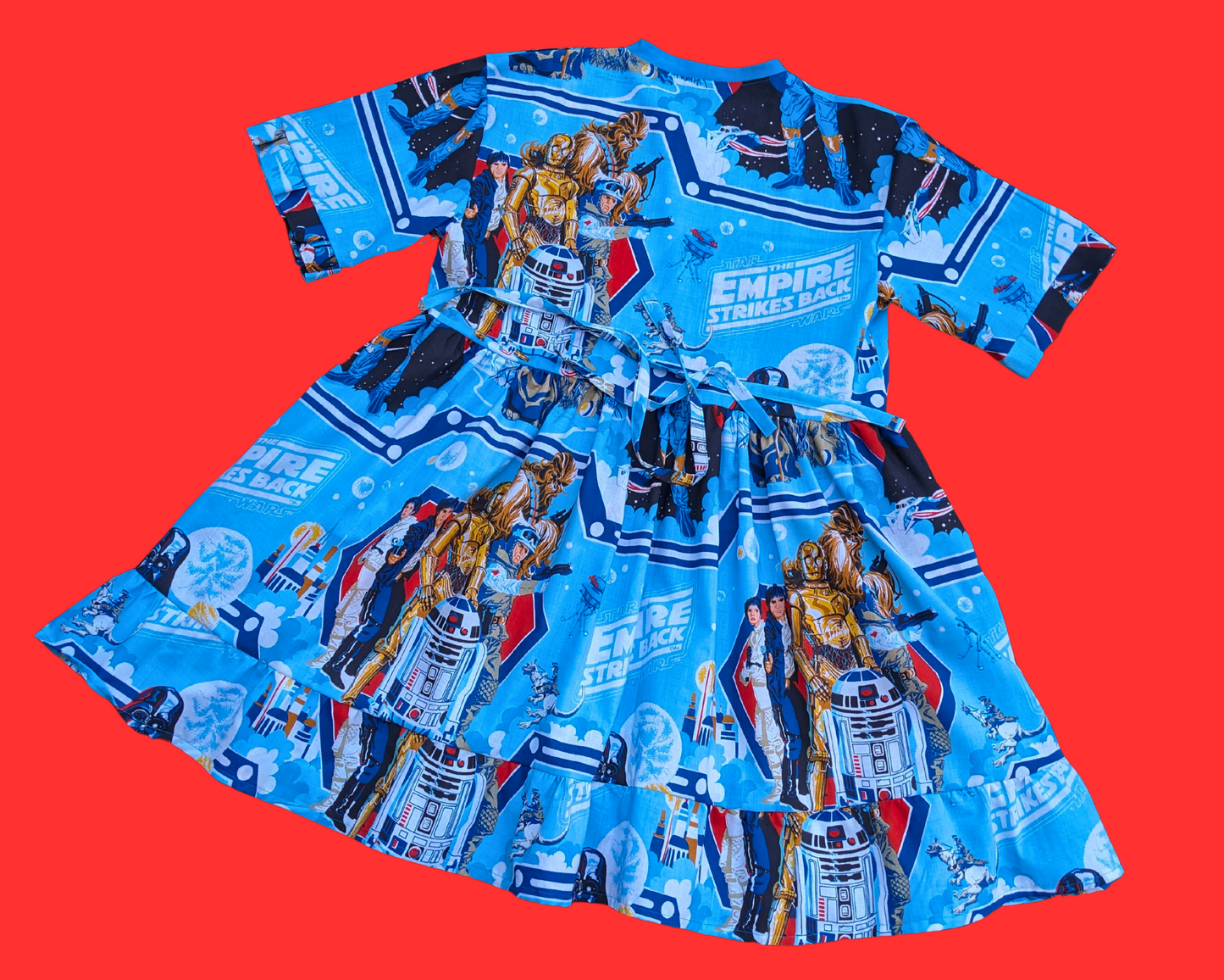 Handmade, Upcycled Vintage Star Wars The Empire Strikes Again Bedsheet T-Shirt Dress Fits S-M-L-XL with Matching Fanny Pack