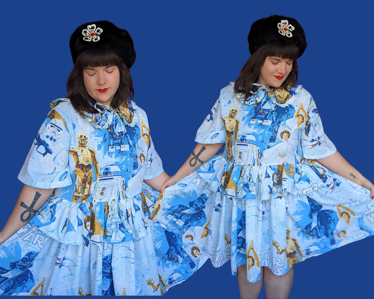 Handmade, Upcycled Vintage 1977 Star Wars, A New Hope Bedsheet Dress with Matching Detachable Collar Size L