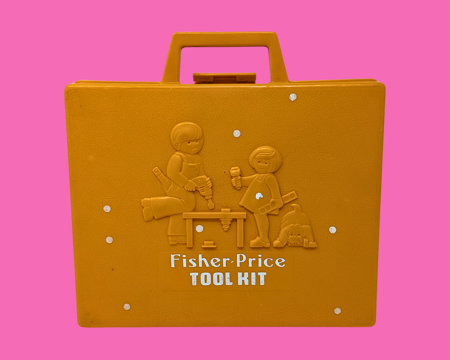 1980's Yellow Fisher Price Tool Kit Box, No Toys Included