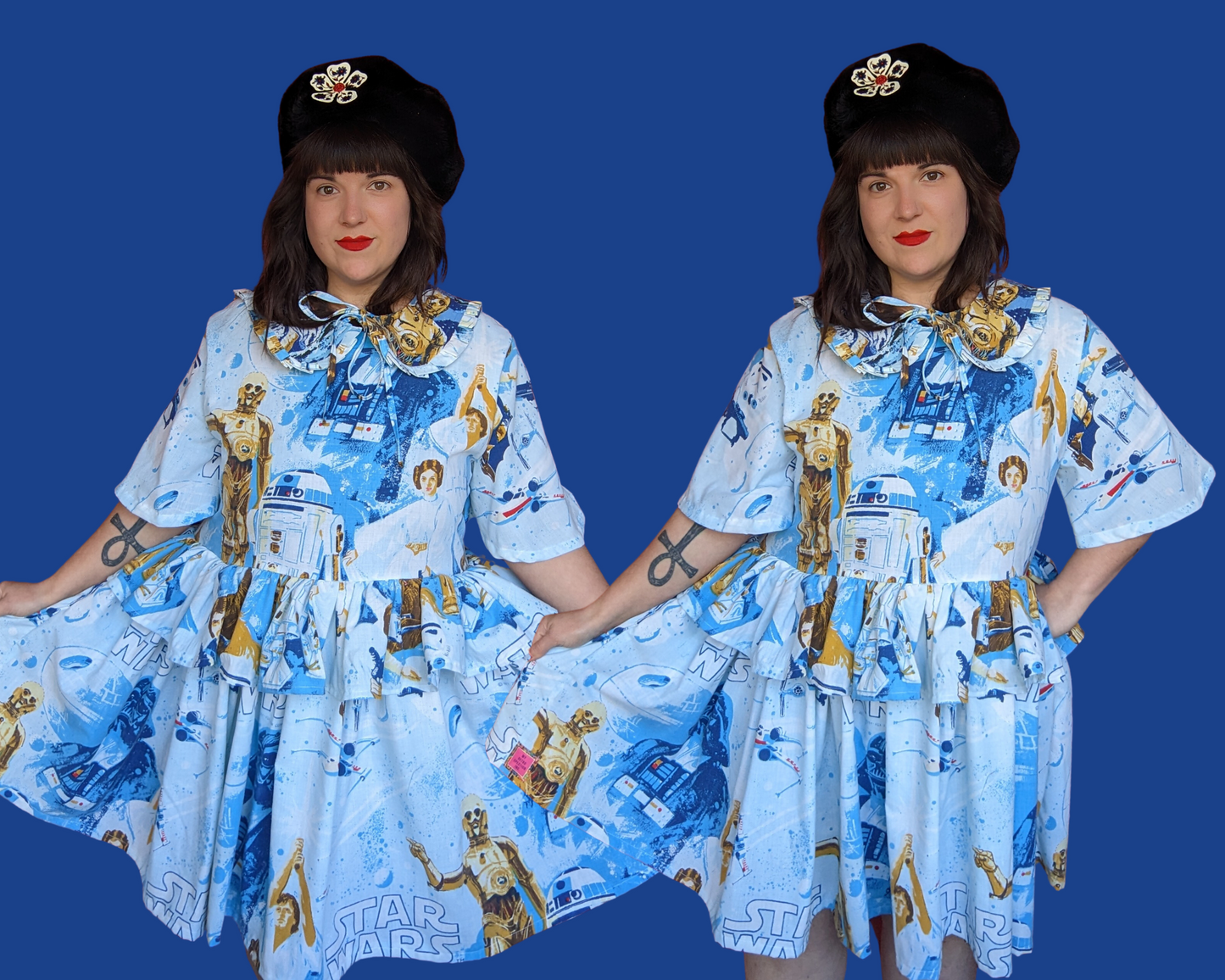 Handmade, Upcycled Vintage 1977 Star Wars, A New Hope Bedsheet Dress with Matching Detachable Collar Size L