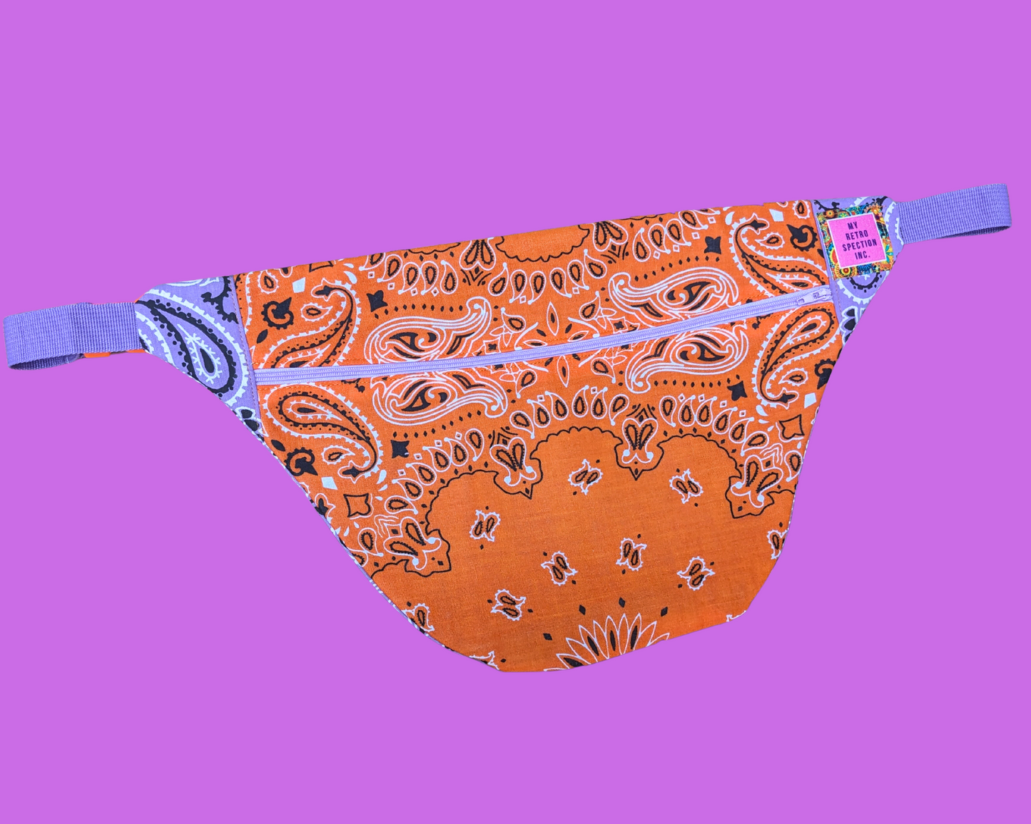 Handmade, Upcycled Orange and Purple Bandana Fabric Fanny Pack