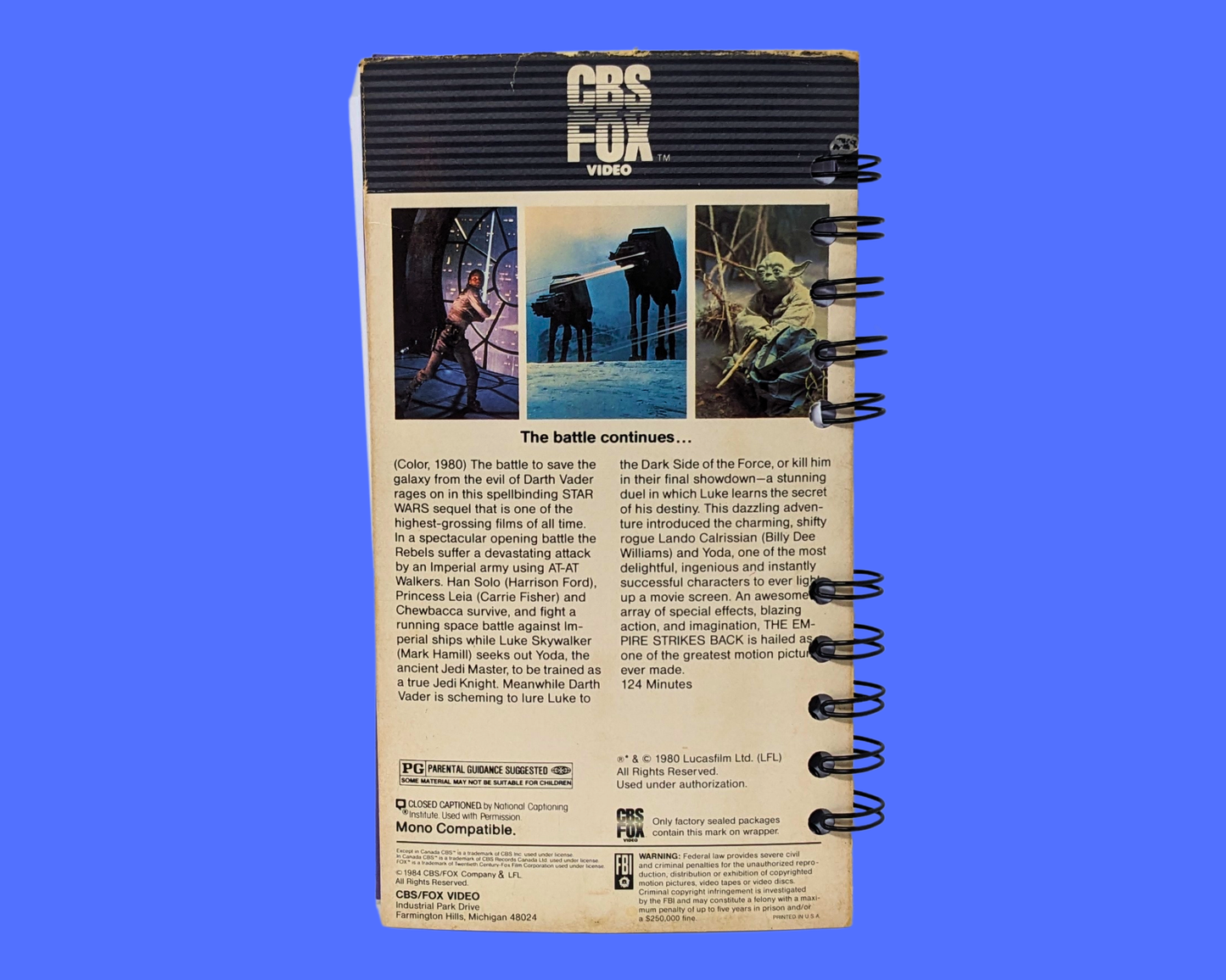 Star Wars The Empire Strikes Back VHS Movie Notebook