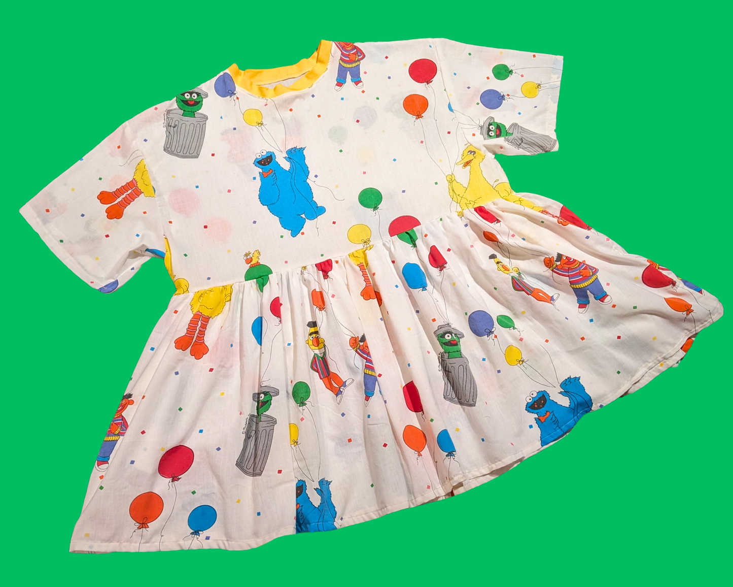 Handmade, Upcycled Sesame Street Bedsheet T-Shirt Dress Fits 2XL