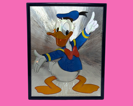 Vintage 1990's Official Walt Disney Framed Dufex Foil Art Print of Donald Duck