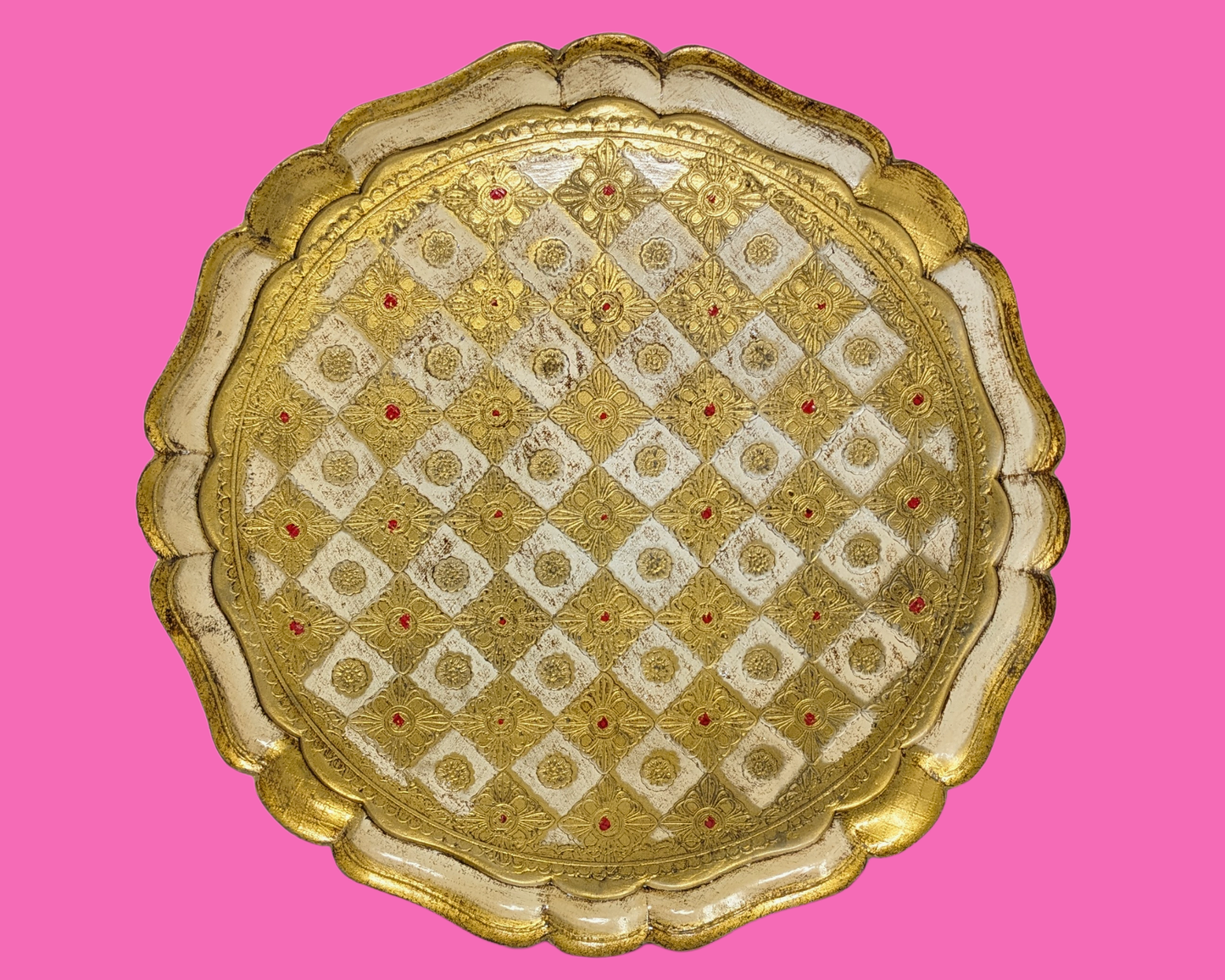 Florentine Gold Wooden Tray Made in Italy