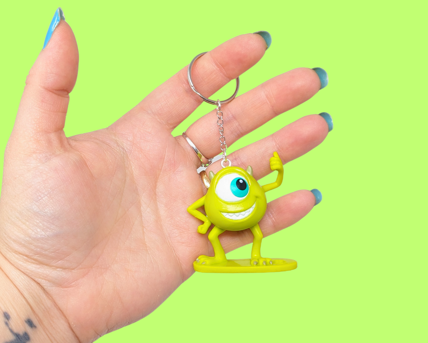 Handmade, Upcycled Monsters, Inc. Mike Wazowski Toy Keychain