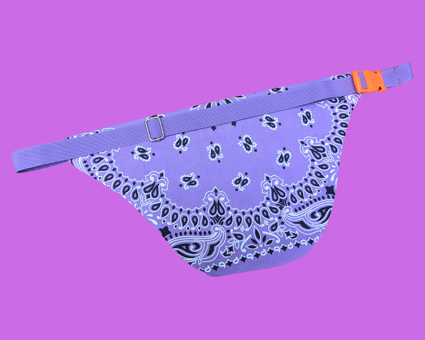 Handmade, Upcycled Orange and Purple Bandana Fabric Fanny Pack