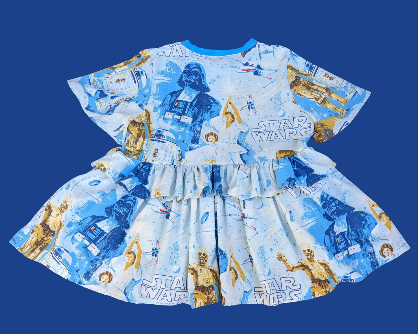 Handmade, Upcycled Vintage 1977 Star Wars, A New Hope Bedsheet Dress with Matching Detachable Collar Size 3XL