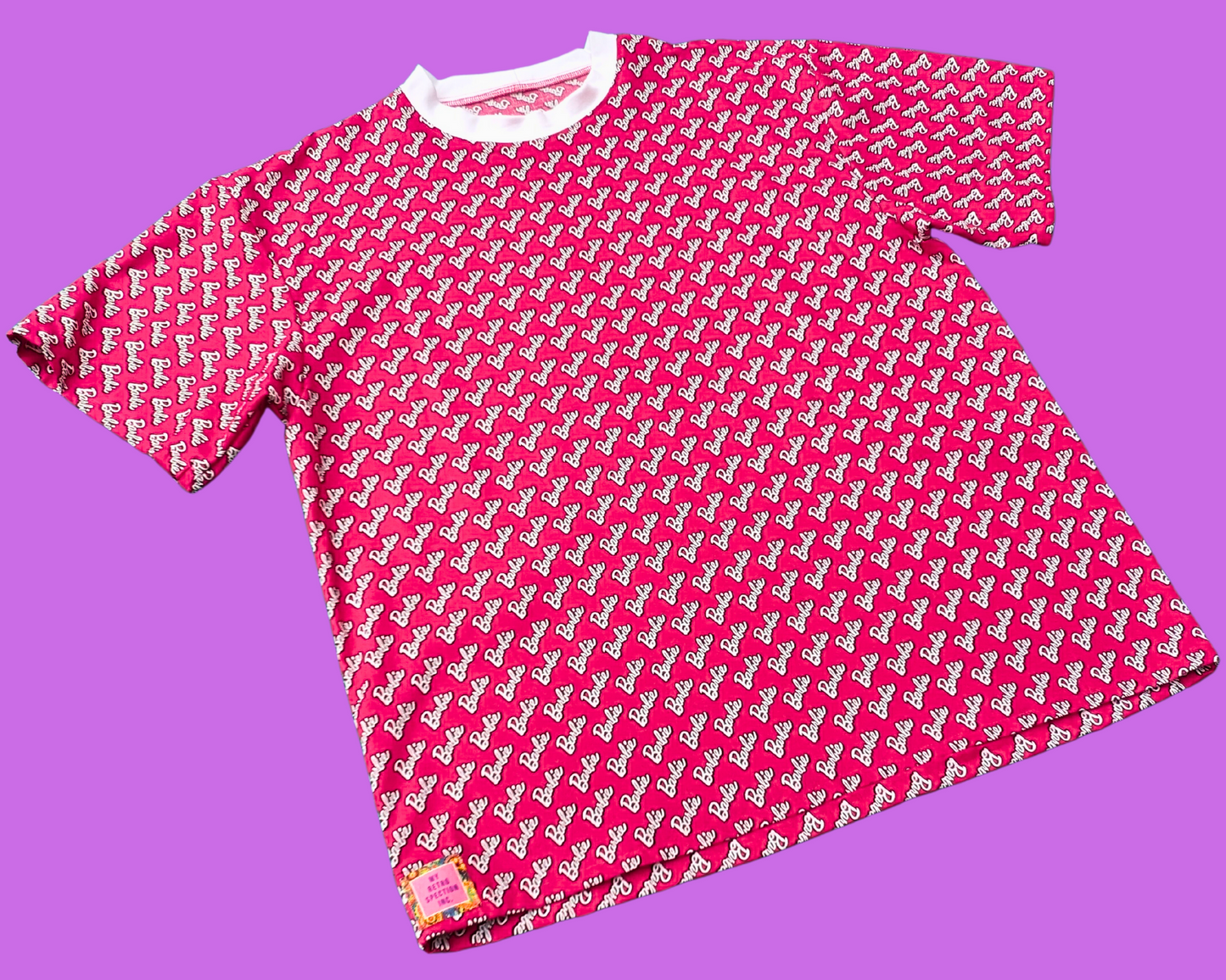 Handmade, Upcycled Barbie Bedsheet T-Shirt Oversized XS and XL