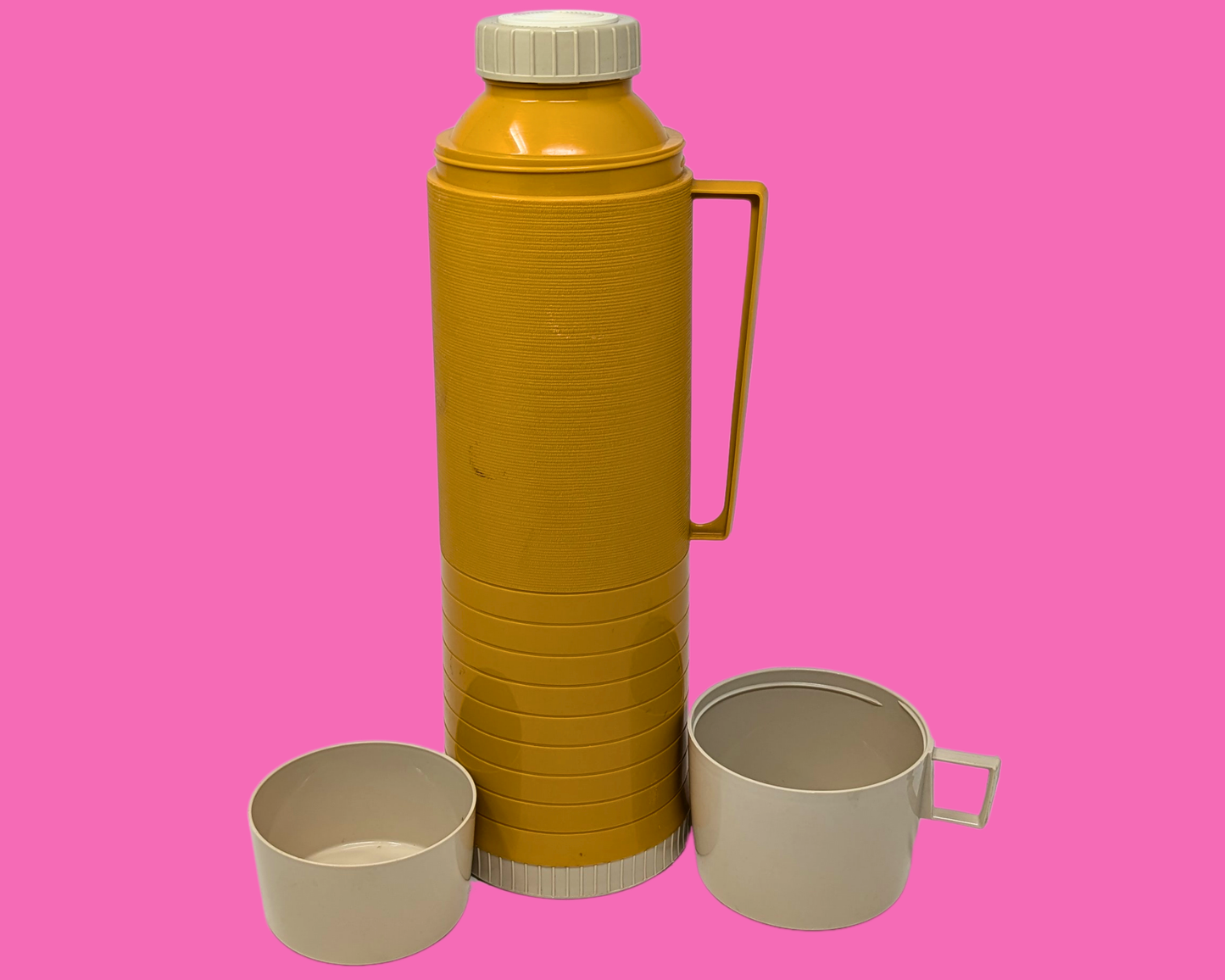 Vintage 1970's Big Yellow Thermos