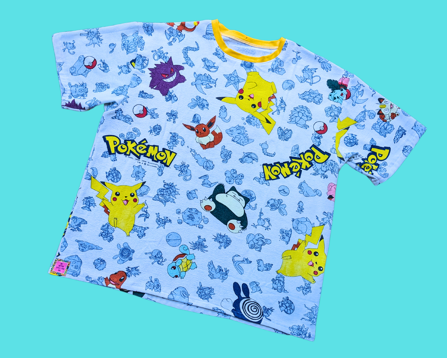 Handmade, Upcycled Pokemon Flannel Bedsheet T-Shirt Oversized XL