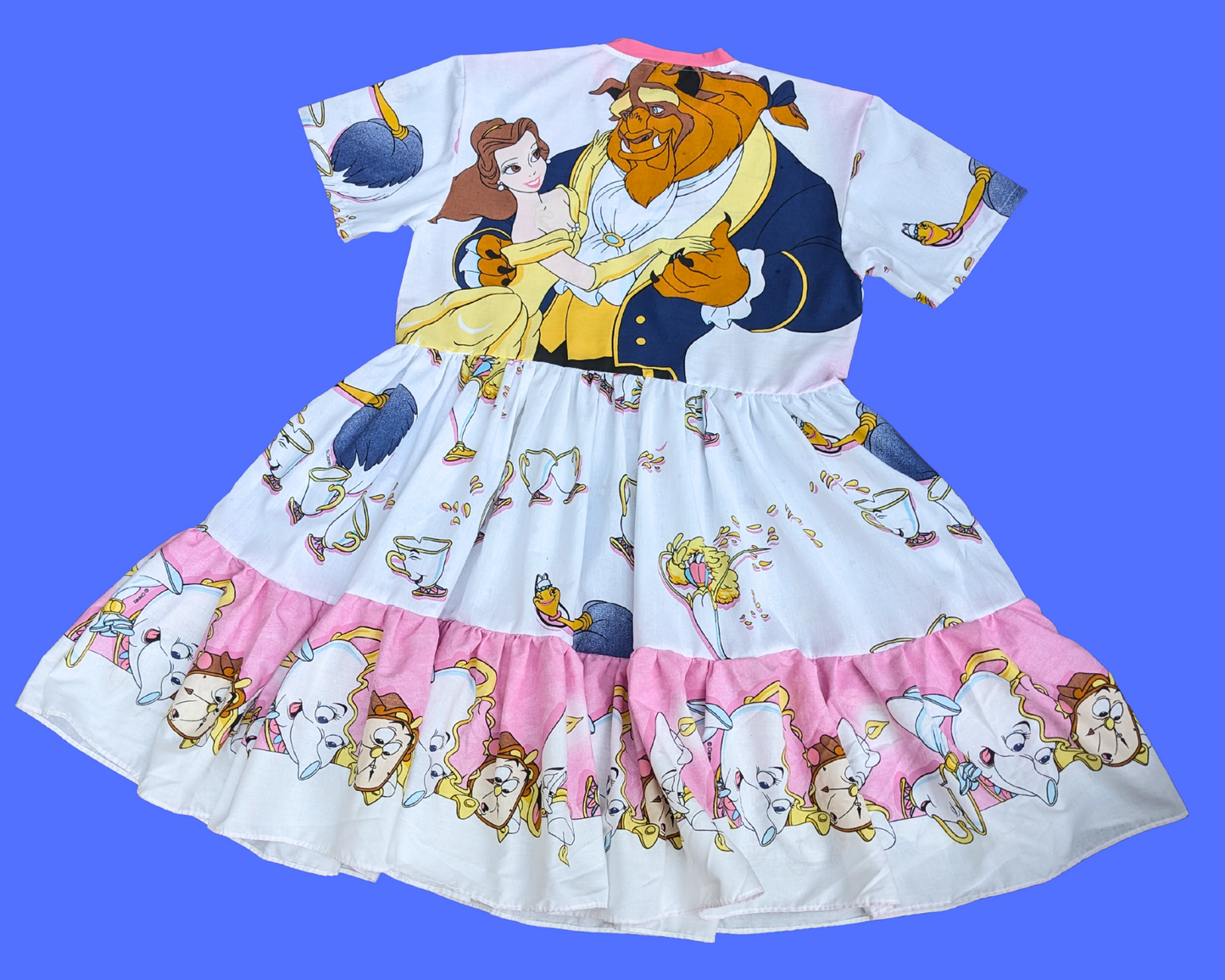 Handmade, Upcycled Vintage 1990's Walt Disney's Beauty and The Beast Bedsheet T-Shirt Dress Fits S-M-L-XL