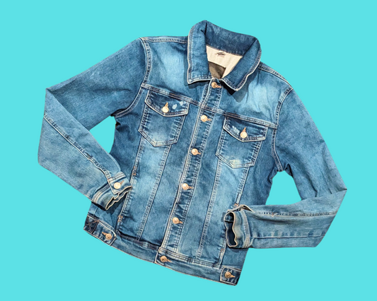 Handmade, Upcycled Denim Jacket with a Playboy T-Shirt Size M