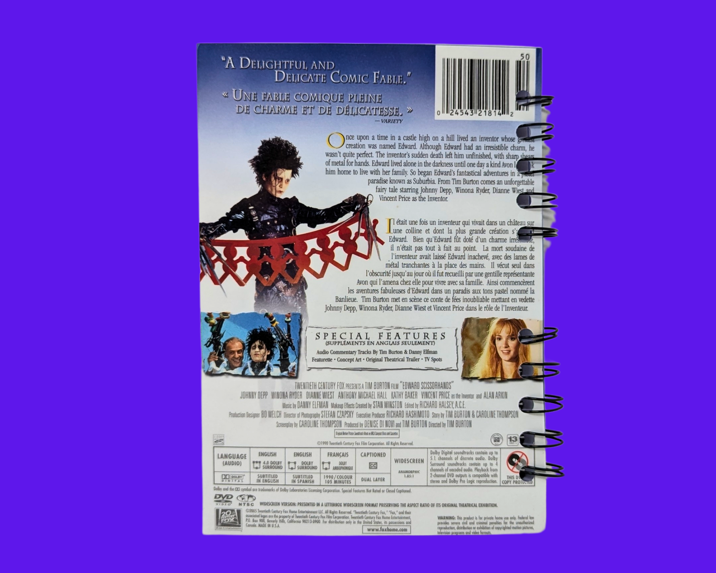 Edward Scissorhands DVD Movie Notebook