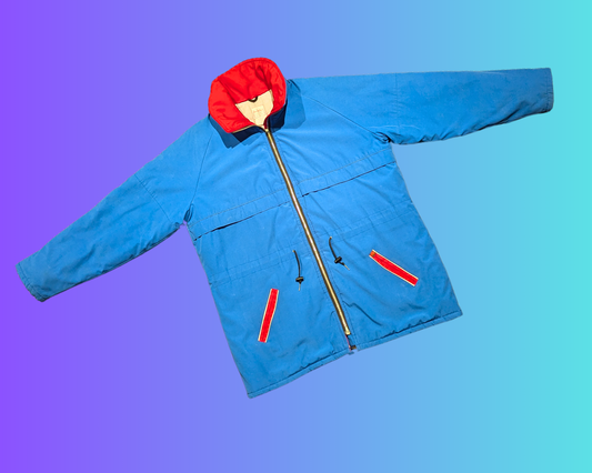 Vintage 1990's Blue and Red Winter Jacket Size L