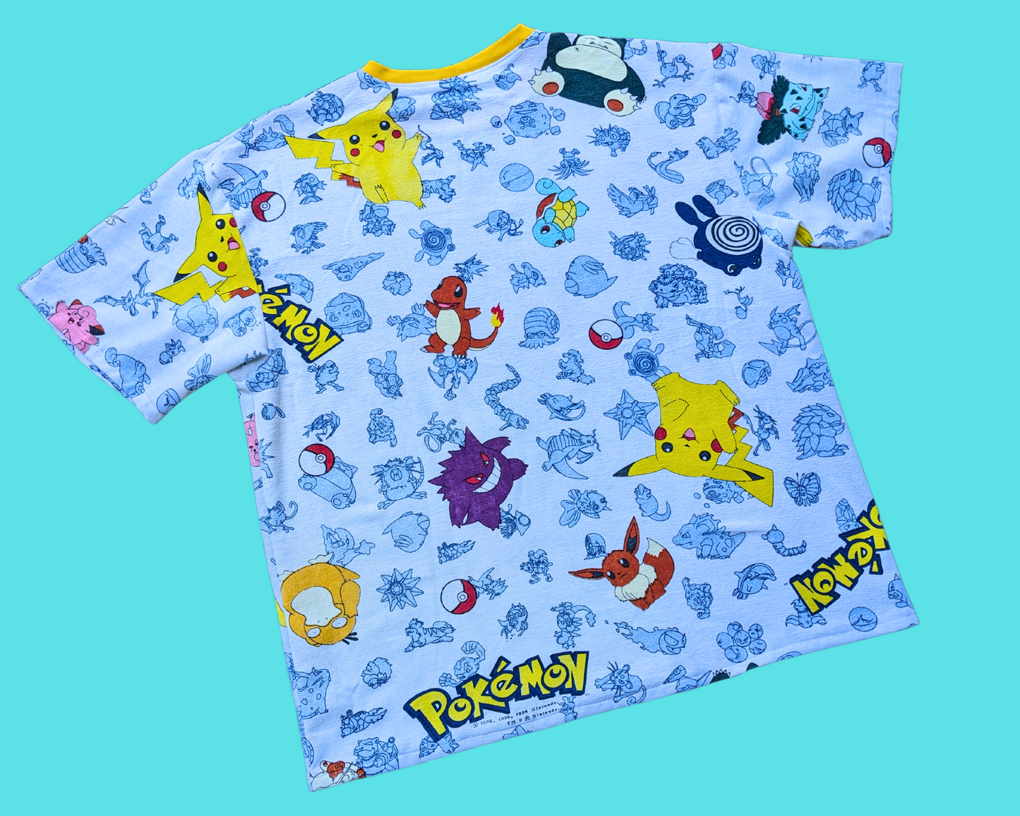 Handmade, Upcycled Pokemon Flannel Bedsheet T-Shirt Oversized XL