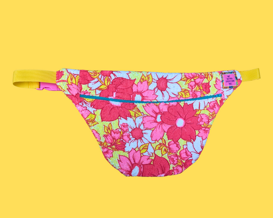 Handmade, Upcycled Towel Colourful Floral Print Fanny Pack