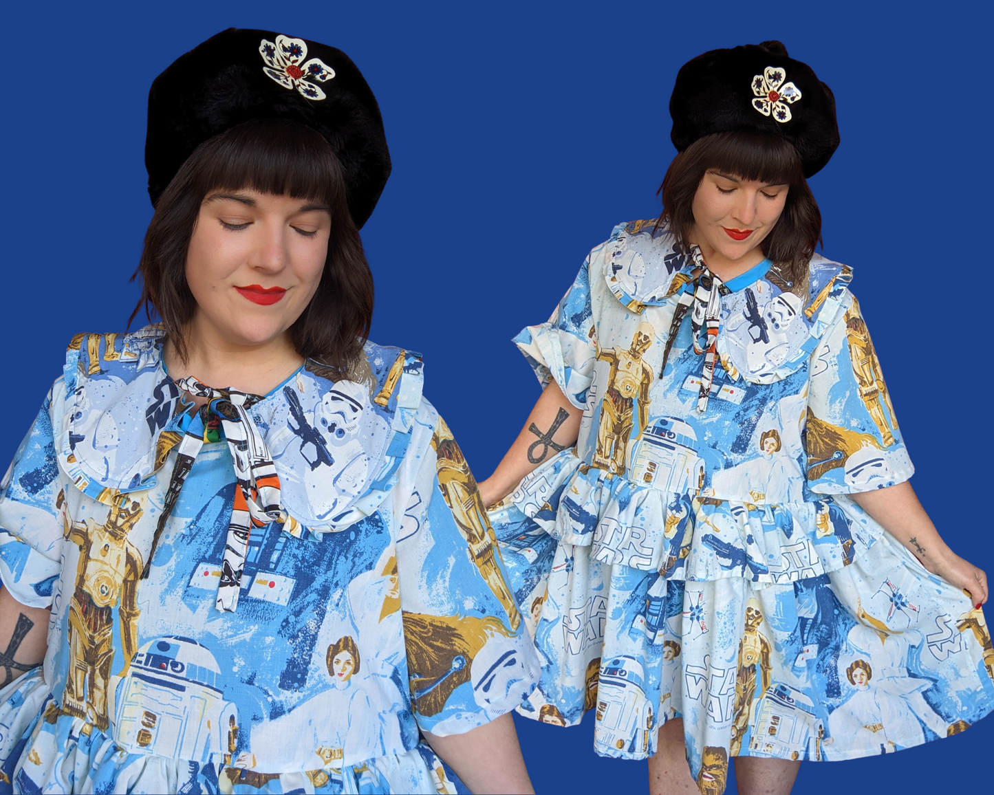 Handmade, Upcycled Vintage 1977 Star Wars, A New Hope Bedsheet Dress with Matching Detachable Collar Size 3XL