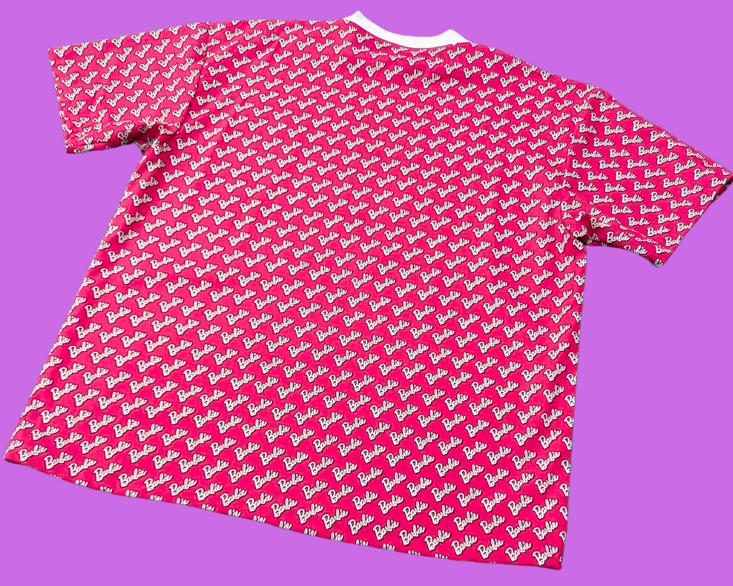 Handmade, Upcycled Barbie Bedsheet T-Shirt Oversized XS and XL