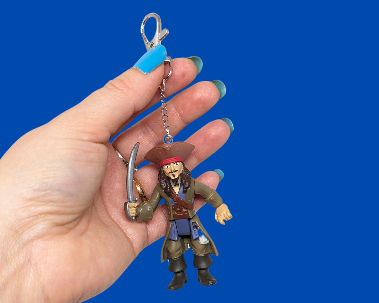 Handmade, Upcycled Pirates of the Caribbean Jack Sparrow Toy Keychain