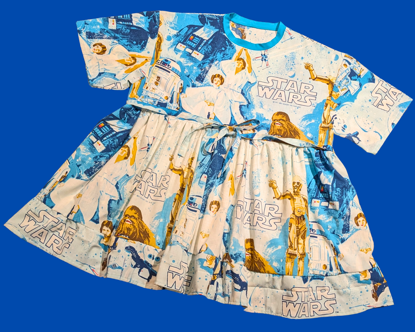 Handmade, Upcycled Vintage 1977 Star Wars Bedsheet T-Shirt Dress Fits 2XL