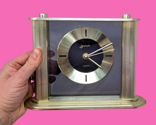 Vintage 1990's Stainless Steel Jeuni Quartz Clock Made in Korea