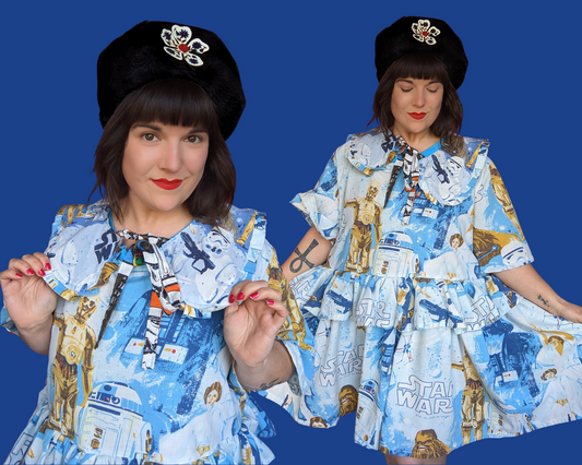 Handmade, Upcycled Vintage 1977 Star Wars, A New Hope Bedsheet Dress with Matching Detachable Collar Size 3XL