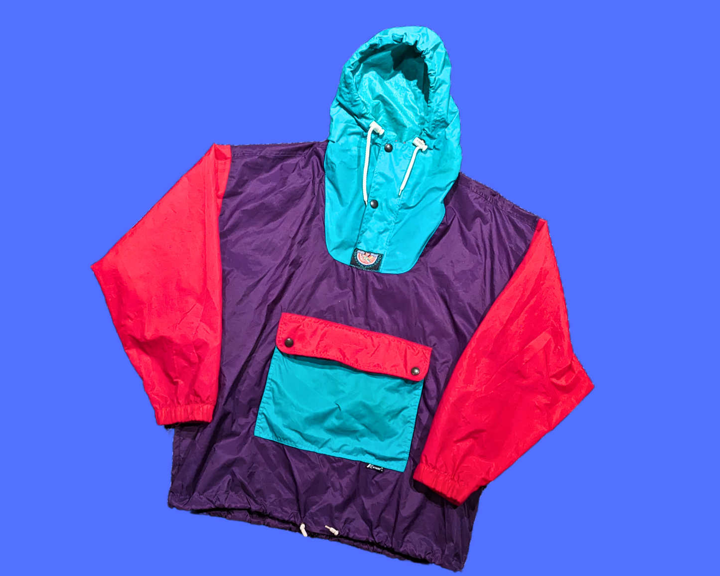 Vintage 1990's Blue, Red and Purple, Funky K-Way Windbreaker Size M