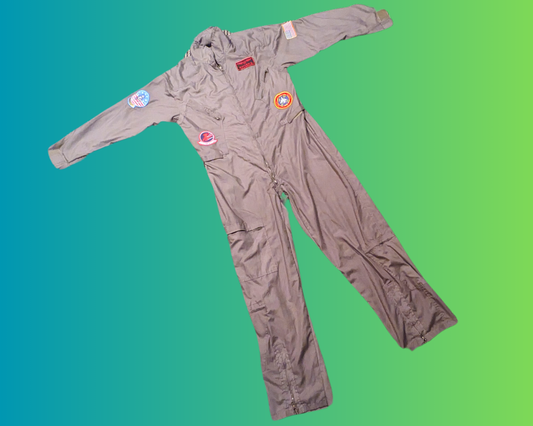 Y2K Tom Cruise Top Gun, Aviator Jumpsuit, Halloween Costume with Embroidery Patches Size XL