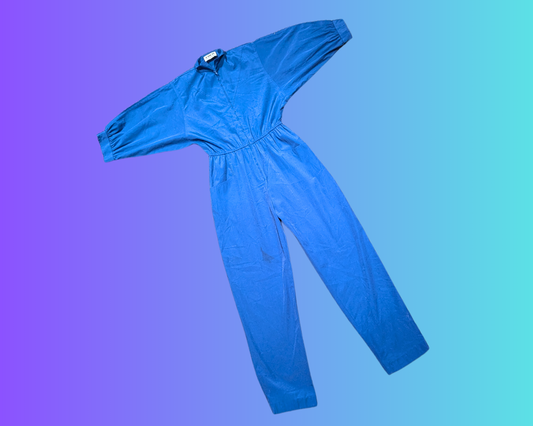 Vintage 1970's Electric Blue Jumpsuit with Pockets Size S