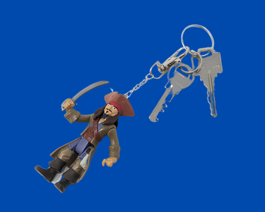 Handmade, Upcycled Pirates of the Caribbean Jack Sparrow Toy Keychain