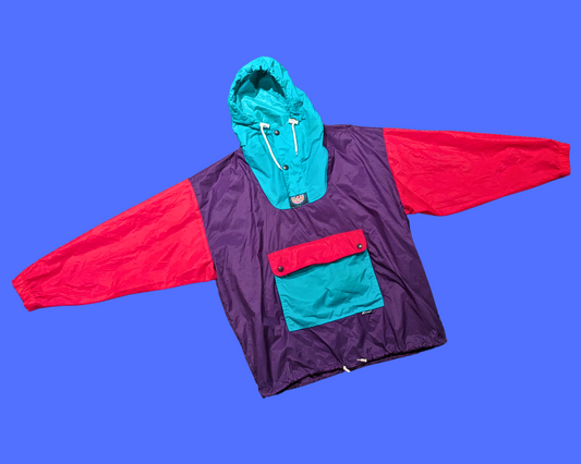 Vintage 1990's Blue, Red and Purple, Funky K-Way Windbreaker Size M