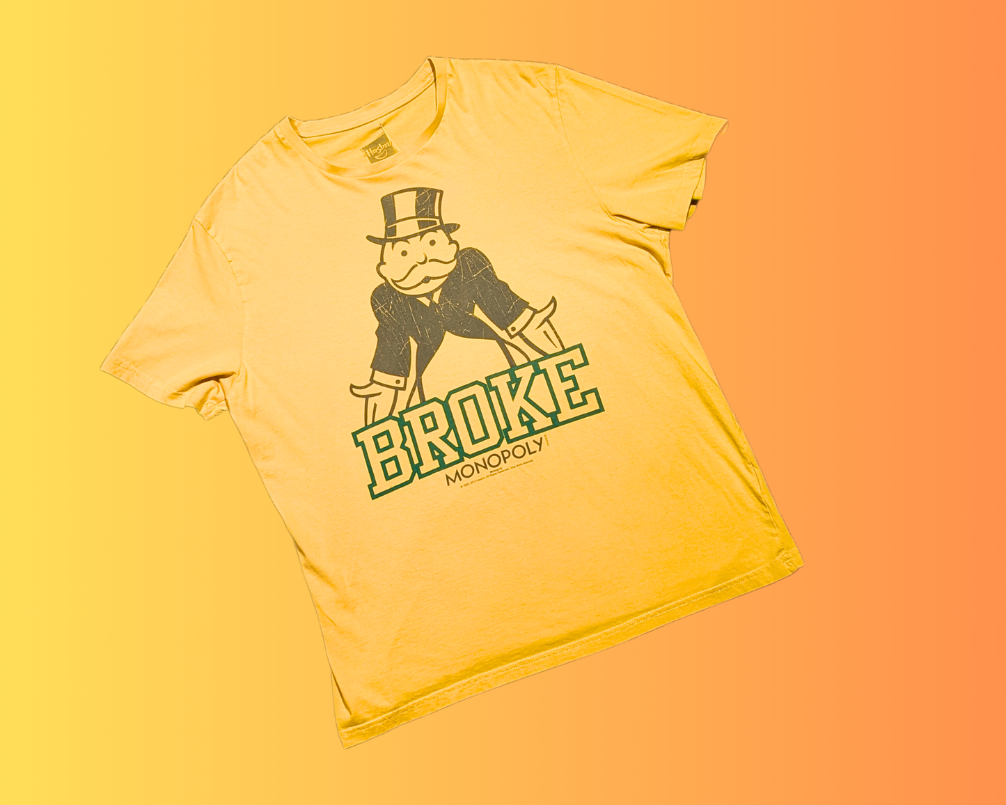 Y2K Yellow Broke Monopoly T-Shirt by Hasbro Size L