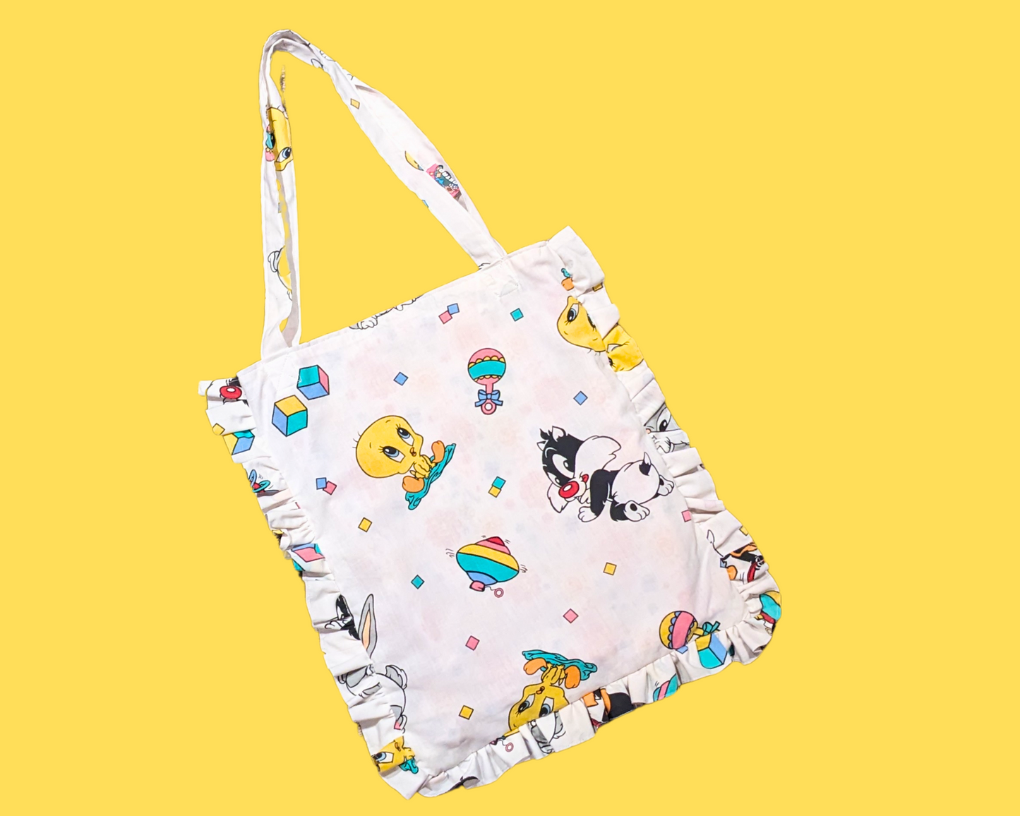 Handmade, Upcycled Baby Looney Tunes Bedsheet Tote Bag