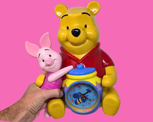 Vintage 1990's Winnie The Pooh & Piglet Clock and Bank