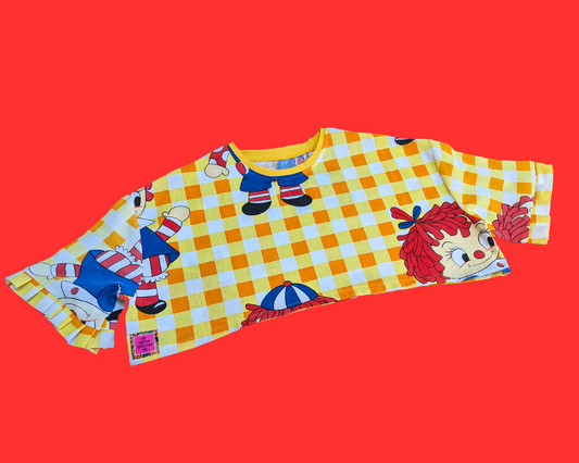 Handmade, Upcycled Raggedy Ann and Andy Bedsheet Crop Top Size XS