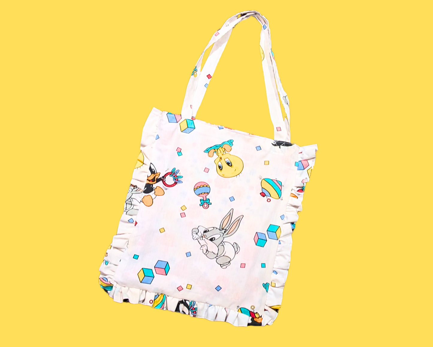 Handmade, Upcycled Baby Looney Tunes Bedsheet Tote Bag